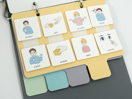 Комплект из 8 Коммуникативных книг с карточками PECS/ПЭКС (Маленькие) серый