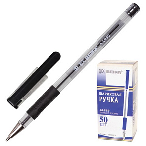 Ручка шариковая 0,7мм. черная корпус прозрачный, металлический наконечник 