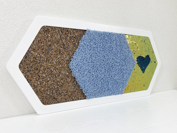 Декоративная тактильная панель 3в1 - «Пробка, Ворс, Пайетка»