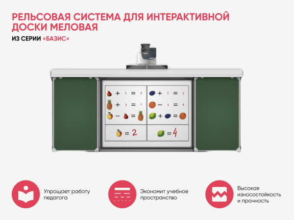 Рельсовая система для инт. доски  меловая