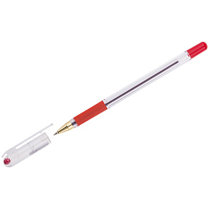 Ручка шариковая "MC Gold" 0,5мм. красная (на масл. основе, прозр.корпус, резин.грип) 